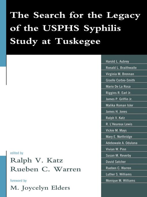 Title details for The Search for the Legacy of the USPHS Syphilis Study at Tuskegee by M Joycelyn Elders - Available